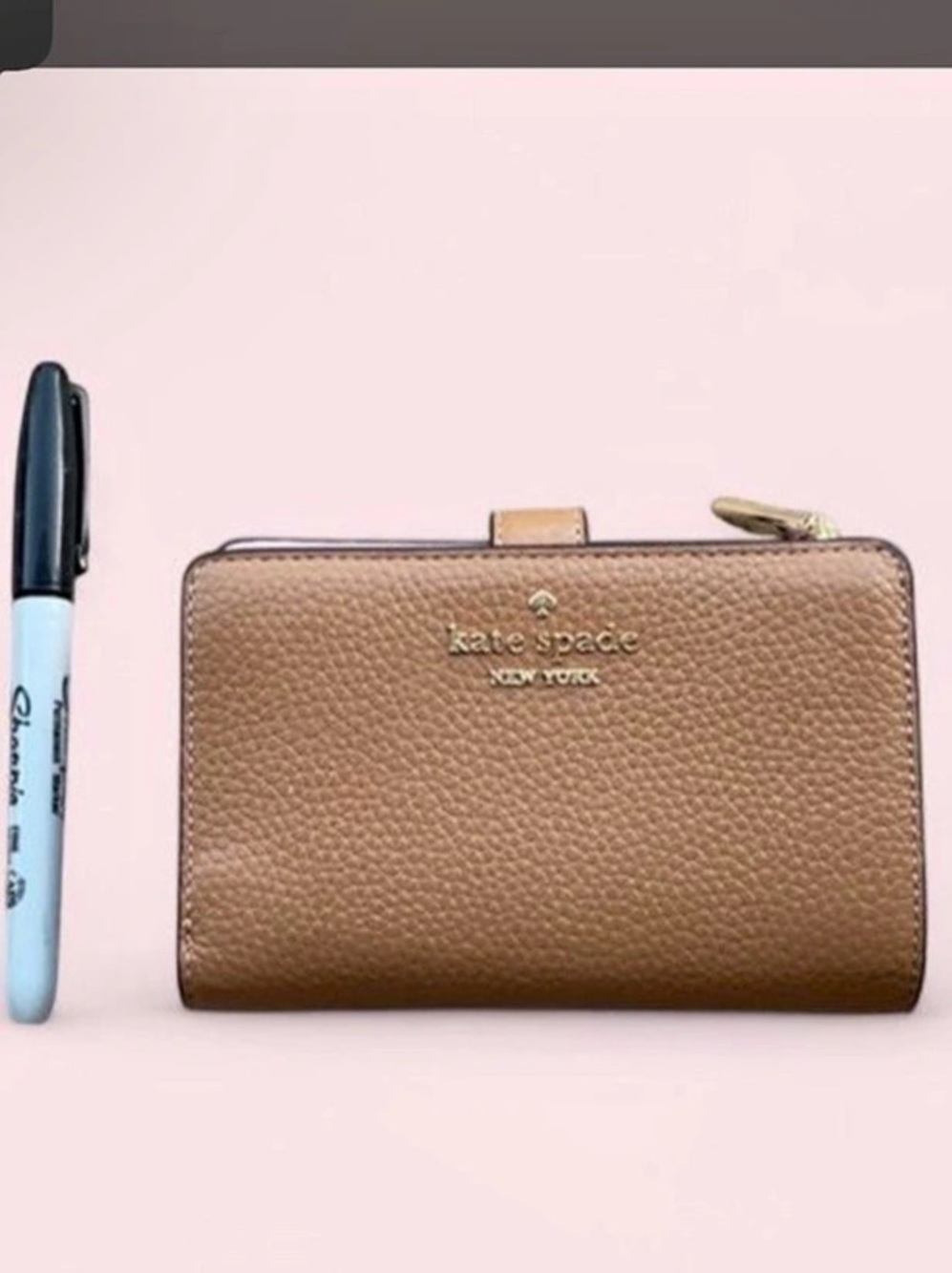 kate spade Zip Around Wallet in Brown & Pink Like New